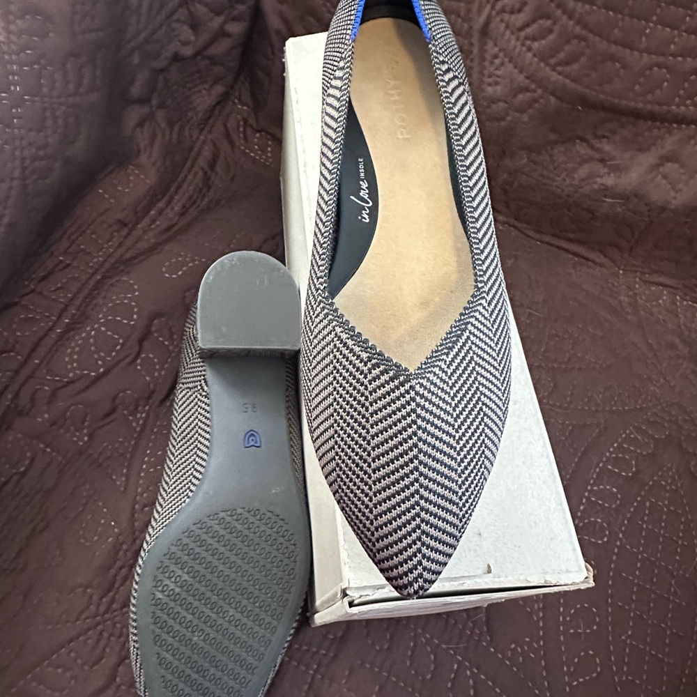 Rothy's Women's Houndstooth Short Heel - Black and Tan - Picture 2 of 3